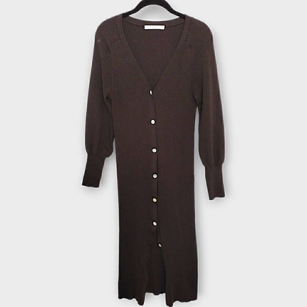 Live the‎ Process Womens Cardigan Sz.  Black Ribbed Puffed Sleeves Cuffed Button - Picture 7 of 11